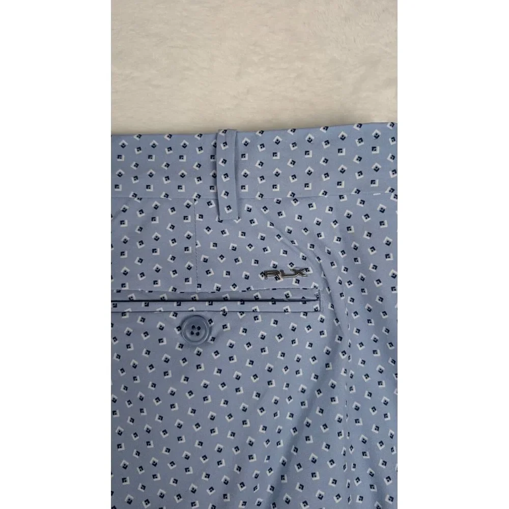 RLX Ralph Lauren Performance Golf Chino‎ Shorts Mens 40 Light Blue Geometric